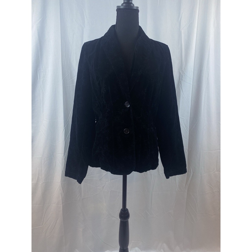 Eddie Bauer Black Velvet Embroidered Blazer Women's Size 6 - Picture 5 of 11